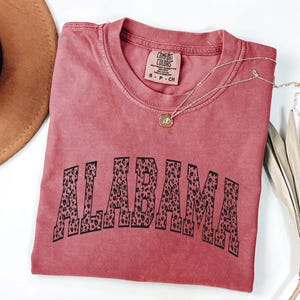 Alabama Leopard Print Shirt | Comfort Colors Retro Collegiate Tee | Southern Boho Game Day Gift