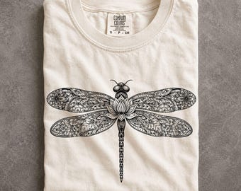 Dragonfly Mandala Shirt Cottagecore Botanical Garden Insect Nature Lover Tee