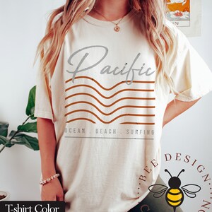 Pacific Ocean Retro Surf Shirt Comfort Colors Minimalist Wave Graphic Coastal Beach Tee bild 8