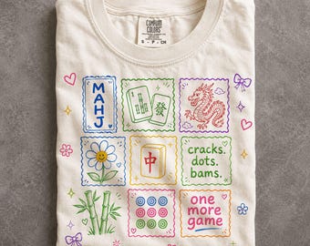 Comfort Colors Mahjong Club Shirt Hand Drawn Doodle Game Night Apparel Social Player Gift