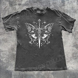 Vintage Faded Castlecore Medieval Knight T-Shirt | Armor & Moth Wings Design T-shirt