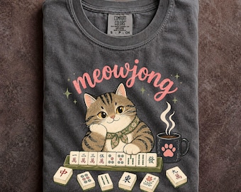Meowjong Mahjong Cat Shirt Comfort Colors Gift For Mahjong Players