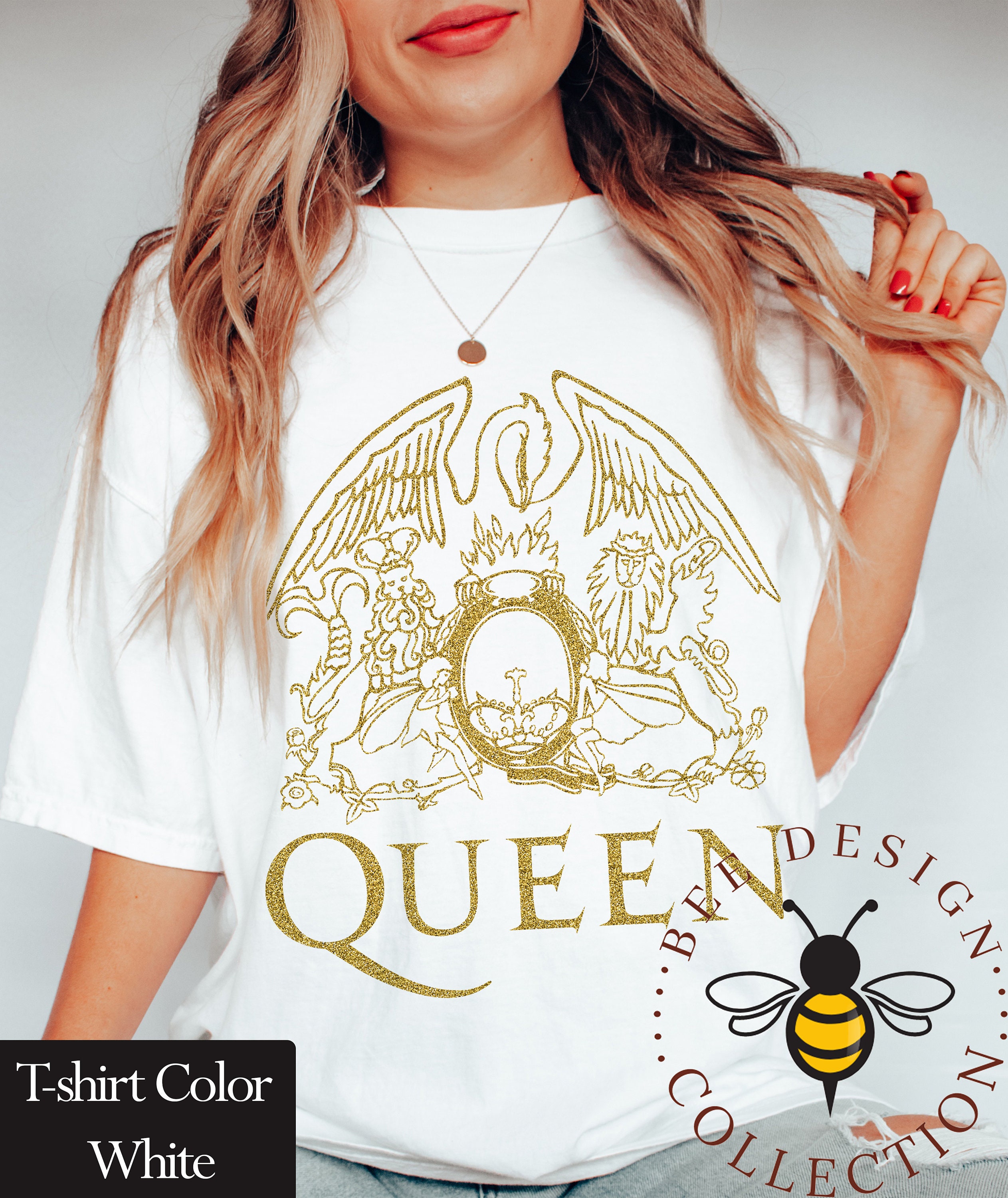 Tshirt Band Colors Shirt, Queen Nostalgia - Clothing T-shirt, Vintage Freddie 80s Festival Etsy Rock Mercury Band Queen Comfort CCQNGLD