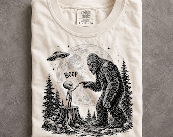 Sasquatch Alien Interaction Shirt Paranormal Cryptid Research Humor Apparel