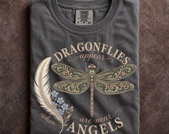 Dragonfly Memorial Shirt Angels Are Near Remembrance Gift Comfort Colors Tee