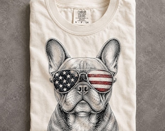 French Bulldog American Flag Shirt Patriotic Frenchie Mom Tee USA Dog Lover