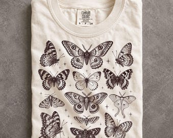 Moth Butterfly Comfort Colors Shirt Nature Lover Gift Vintage Graphic Tee