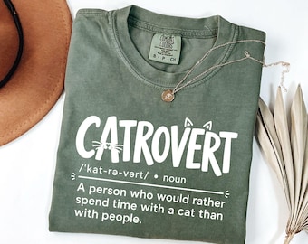 Catrovert Comfort Colors Shirt Introvert Cat Lover Graphic Tee Apparel