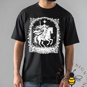 Comfort Colors Knightcore - Female Knight - Warrior Maiden - Horse and Rider - Renaissance - Medieval - Fantasy Shirt image 2