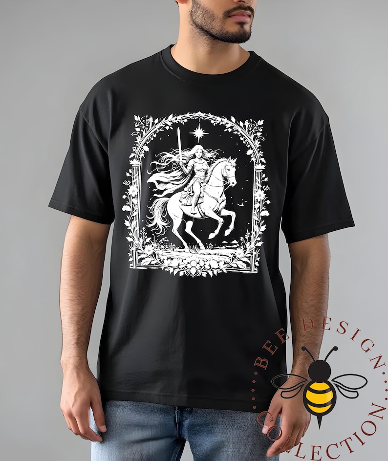 Comfort Colors Knightcore - Female Knight - Warrior Maiden - Horse and Rider - Renaissance - Medieval - Fantasy Shirt image 2