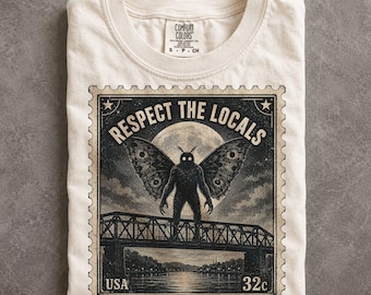 Respect Locals Mothman Cryptid Shirt Retro National Park Style West Virginia Folklore Tee