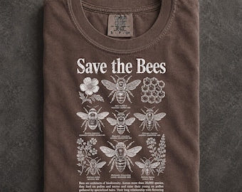 Save the Bees Shirt Comfort Colors Sustainable Honey Bee Graphic Tee