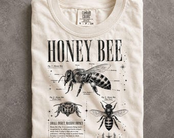 Honey Bee Anatomy Shirt Vintage Botanical Illustration Nature Comfort Colors Tee