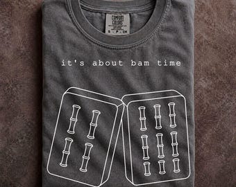 Bam Time Mahjong Shirt Retro Bamboo Tile Graphic Tee Streetwear