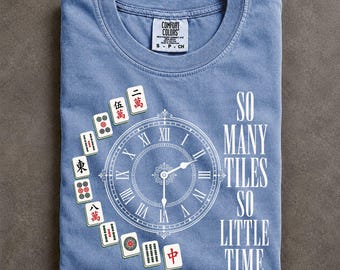 Mahjong Shirt Comfort Colors Game Night Tee Vintage Clock Graphic Mahjong Gift