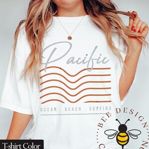Pacific Ocean Retro Surf Shirt Comfort Colors Minimalist Wave Graphic Coastal Beach Tee bild 10