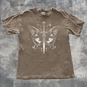 Vintage Faded Castlecore Medieval Knight T-Shirt | Armor & Moth Wings Design T-shirt