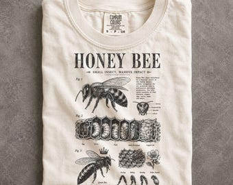 Honey Bee Anatomy Shirt Pollinator Conservation Gardener Gift Comfort Colors Graphic Tee