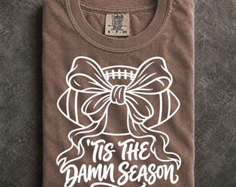 Football Bow Game Day Comfort Colors T-Shirt