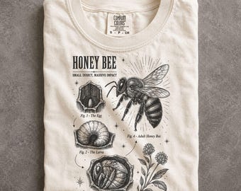 Honey Bee Anatomy Shirt Vintage Botanical Illustration Nature Aesthetic Comfort Colors Tee