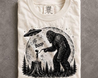 Funny Bigfoot Alien Boop Shirt Extraterrestrial Sasquatch Humor Gift