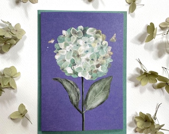 Greeting Card “Hydrangea” – handpainted  Watercolor Flower Art, birthday card for her or for him