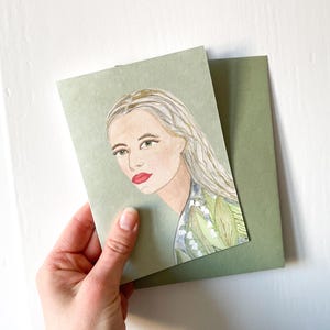 Carte de vœux « Femme au muguet » | Illustration à l'aquarelle | Papier italien de haute qualité | Carte pour femme | Artistique minimaliste
