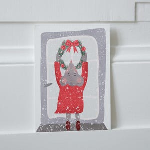Tarjeta navideña "Ratón con corona" | Postal o tarjeta plegable A6 | Motivo de invierno | Sostenible I Nieve I Ilustración Navidad