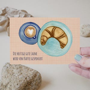 Cartão postal "Coffee Love" I Cartão de arte com café I Aquarela autopintada ecologicamente correta I Frase de café | A6 | papel reciclado