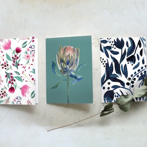 Selbstgemaltes Klappkarten-Set „Grafik Flower“ | Aquarell | Blumen | Frühling | Grußkarte | Glückwunsch | Geburtstag | Hochzeit