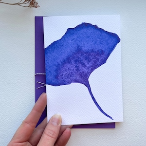 Wenskaart "Ginkgo-blad" - aquarelillustratie | Minimalistisch & Modern | Handgeschilderde kunst | Vouwkaart | hoge kwaliteit | Verjaardagskaart