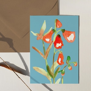 Biglietto di auguri con fiori estivi, illustrazione ad acquerello | Sorprendente e moderno | Biglietto di auguri pieghevole di alta qualità per il compleanno