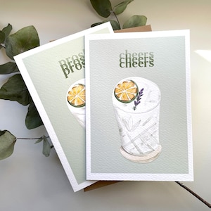 Biglietto d'auguri per cocktail Acquerello | Saluti o Saluti | Dipinto a mano | Carta acquerello minimalista | Progettazione bar | DIN A6 | Regalo