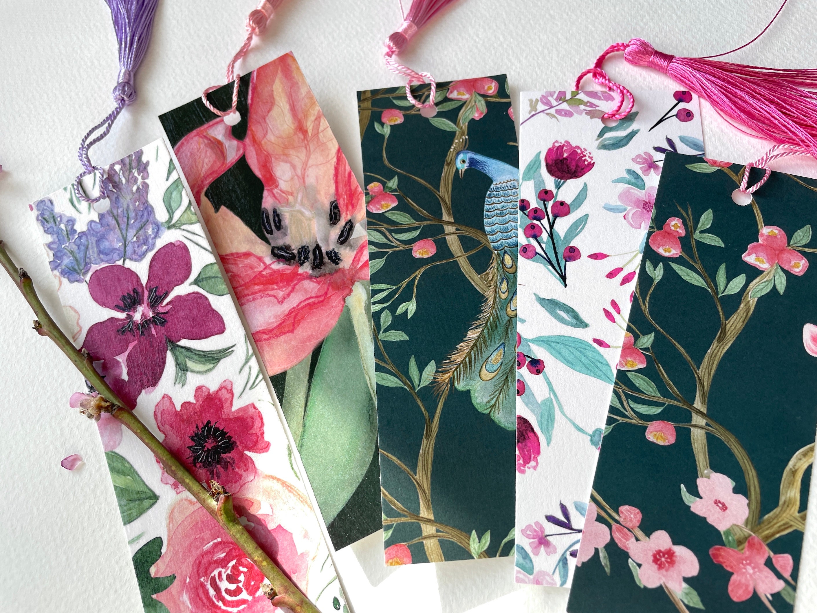 Bookmarks Handmade With Tassels Set of 2: Watercolor Art