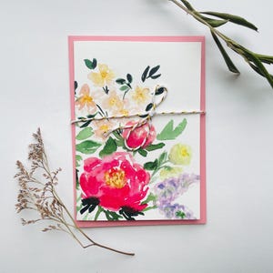Wenskaart aquarel bloemenkaart handgeschilderde bloemengroeten | Bloemen Lente |  Moederdag | Pasen | verjaardag | milieuvriendelijk