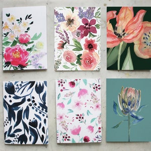Coffret de cartes aquarelle peinte à la main | Cartes postales Fleurs Art | Printemps | Anniversaire | Félicitations | Anniversaire | Cartes de vœux de mariage