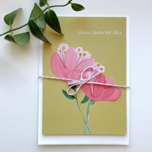 Muttertagskarte handgefertigt selbstgemaltes Motiv Aquarellkarte | Blumenkarte Geschenk Muttertag Kunstkarte Liebevoll gemalt hochwertig