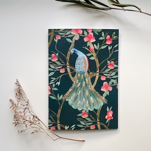 Grußkarte „Pfau“ | Selbstgemaltes Aquarell | Blumen | Glückwunsch | Geburtstag | Frauentag |  Illustration  | Kunst