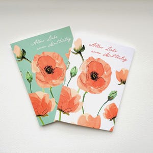 Biglietto per la festa della mamma con papaveri acquerellati, motivo floreale dipinto ad acquerello, biglietto d'auguri per la festa della mamma con amore.