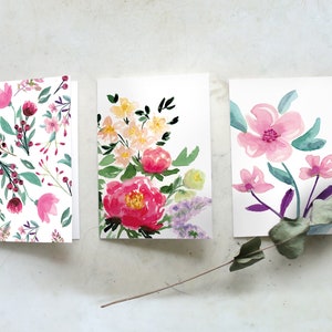 Jeu de cartes aquarelle peinte à la main l | fleurs | Printemps | Carte de vœux | Félicitations | anniversaire | Carte de remerciement | Cartes de voeux de carte de mariage