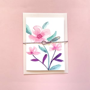 Carta floreale acquerello "Splendore floreale singolo" dipinta a mano | fiori | Primavera | Biglietto d'auguri | Congratulazioni | compleanno | Nozze