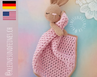Haakpatroon "Polly knuffeldeken" (Duits) - Haakpatroon "Lovey Deken Bunny Polly" (Engels) - veiligheidsdeken - PDF