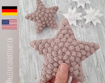 Häkelanleitung "Noppensterne Nordic" (DE) crochet pattern "Bubble Stars Nordic" (EN) Digital PDF - Deko Stern häkeln - crochet star ornament