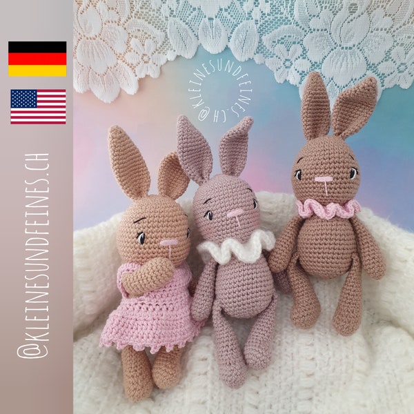 Häkelanleitung Häschen POLLY (Deutsch) Crochet pattern Bunny POLLY (English) Amigurumi Hase Osterhase Häkelpuppe PDF Kuscheltier