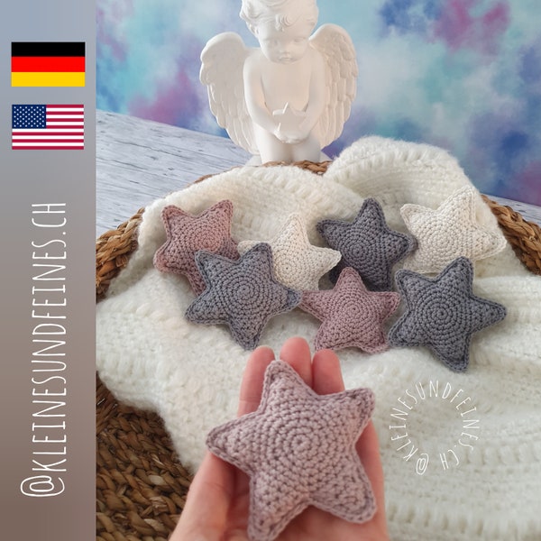 Häkelanleitung Kleiner STERN (Deutsch)/ crochet pattern Little STAR (English), easy amigurumi, Stern häkeln, crochet star, beginner crochet