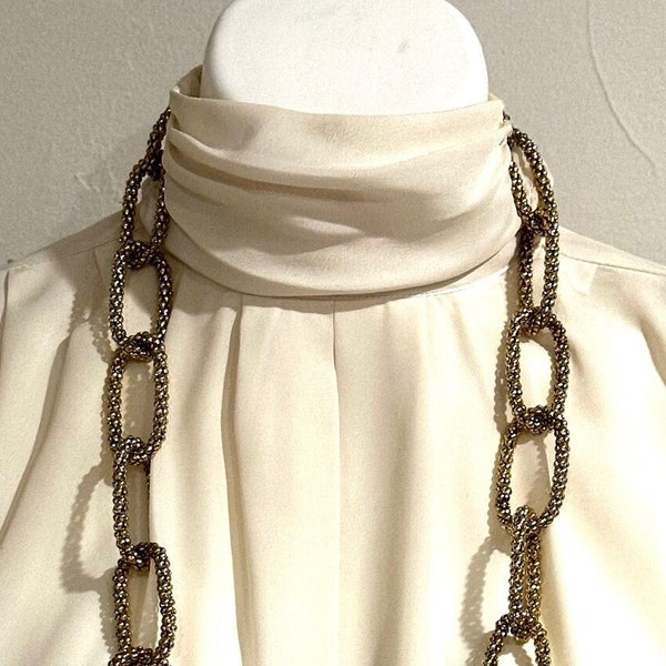 Vintage Graziano  Gold Tone Mesh Chain Link Necklace