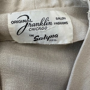 Vintage 1940s Original Franklin Fashions Chicago Beige Embroidered Linen Blouse Size Small Medium image 4