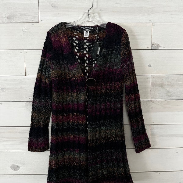 Vintage Sweater Italian Merino Wool Knit  Size XL  Multi Color