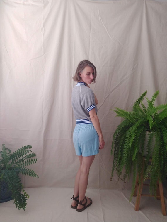 Vintage 70s Terry Cloth Pastel Baby Blue Shorts