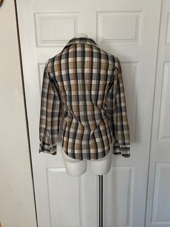 Vintage 70S Poly Plaid - Top - Pointed Collar Lon… - image 7